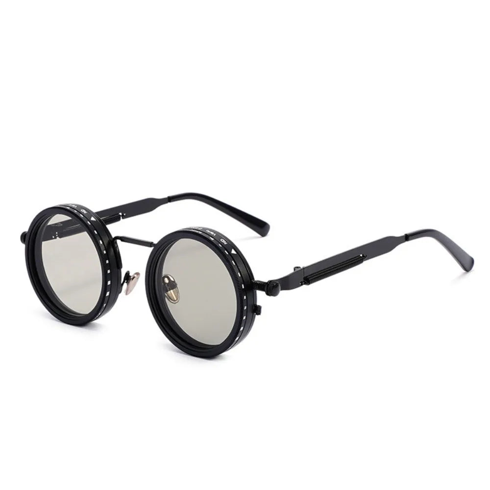 Retro Round ND9 Sunglasses – 9-Level Dimming Anti-UV Lenses Outdoor Sunglasses Axl ND9 Black no Case