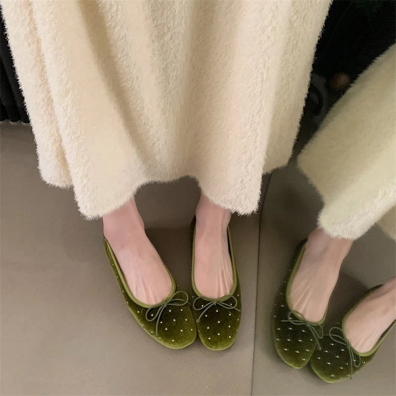 Vintage Suede Women's Ballet Flats – Slip-On Round Toe Shoes Women's Ballet Flats Axl