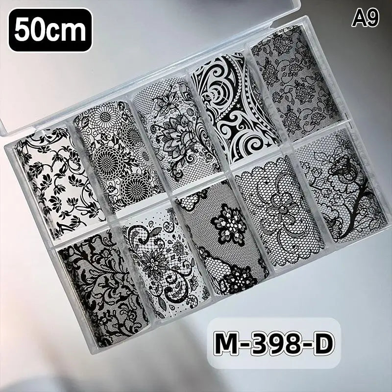 Lace Flower Nail Transfer Foils & Stickers – DIY Nail Art Nail Art Stickers Axl A9