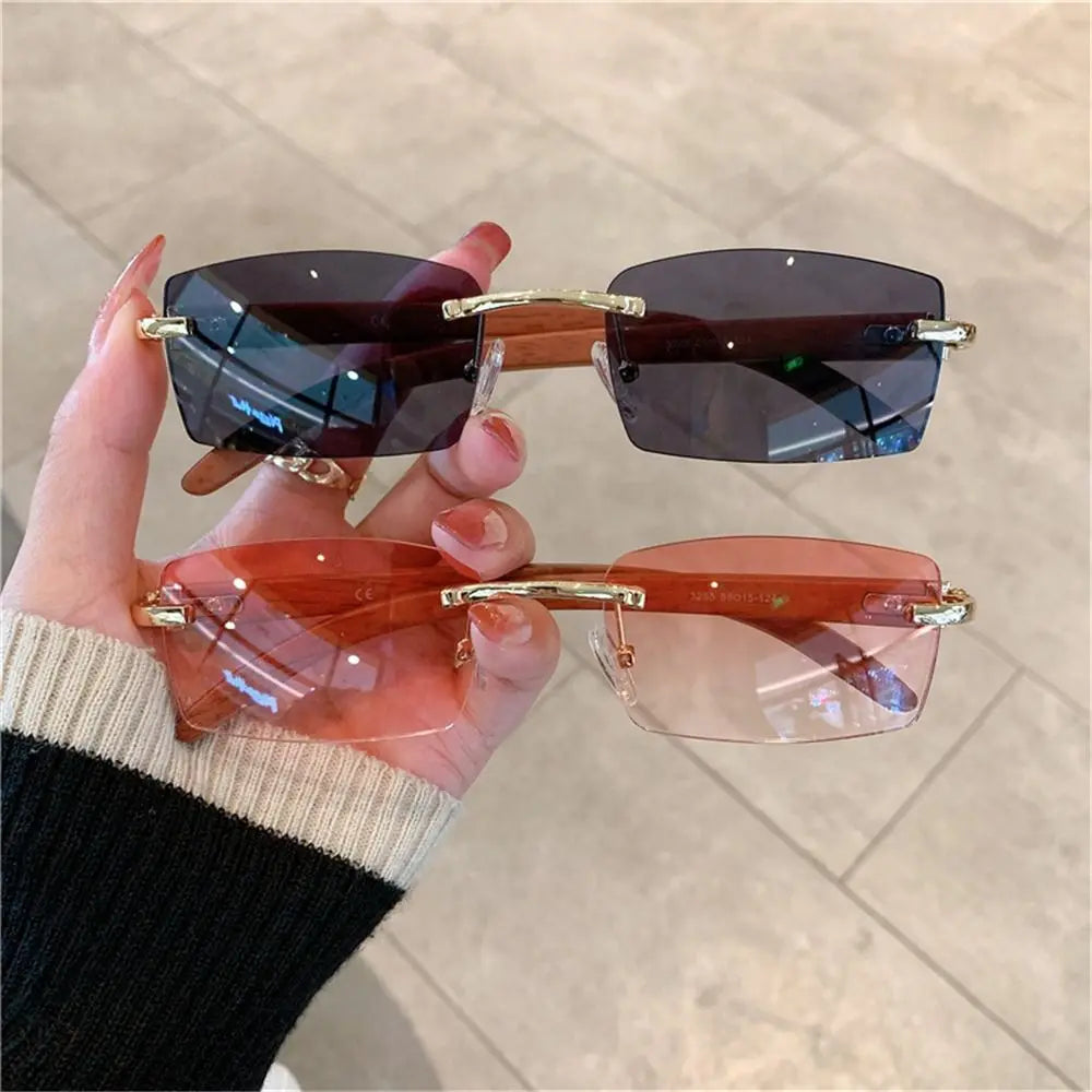 Rimless Rectangle Sunglasses UV400 Frameless Gradient Shades Frameless Sunglasses Axl