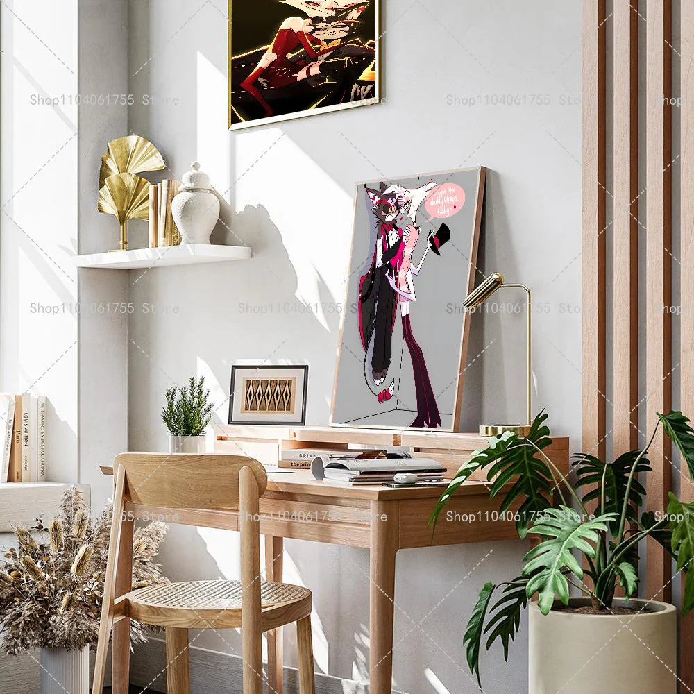 Hazbin Hotel Angel Dust Alastor Poster – Self-Adhesive Wall Art Anime Wall Poster Axl