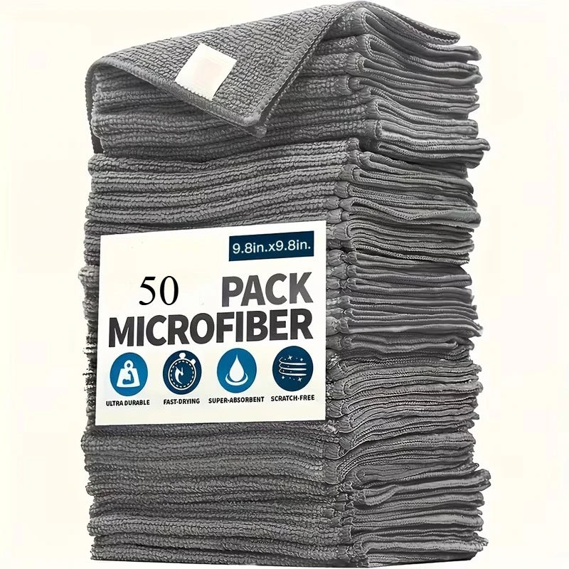50-Pack Microfiber Cleaning Cloths – Lint-Free Reusable Towels Microfiber Cleaning Cloths Axl Grey 50packs