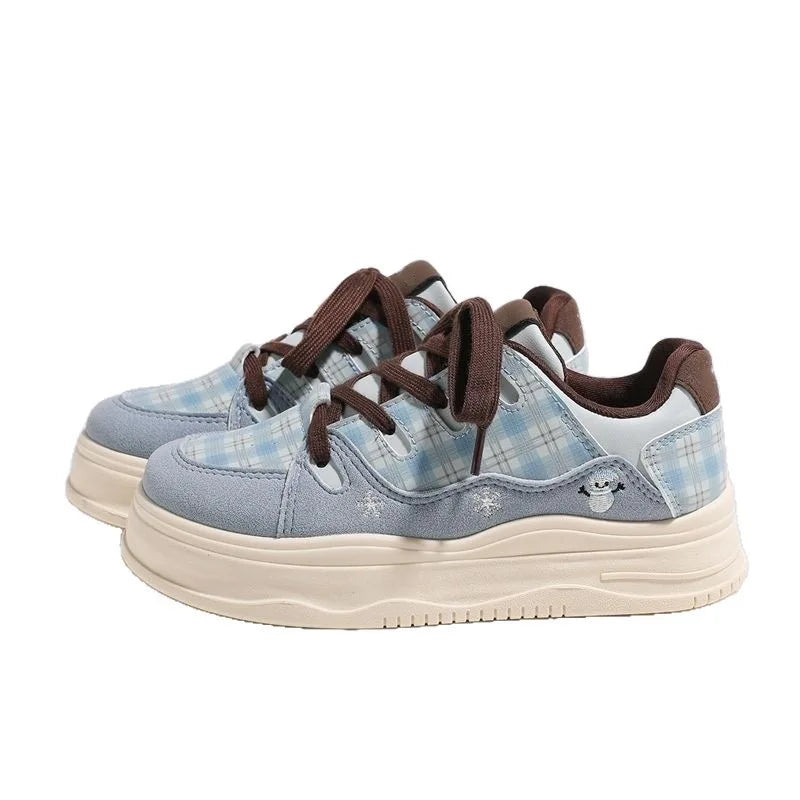 Women's Thick Sole Casual Sneakers – Flat Lace-Up Round Toe Women's Casual Sneakers Axl
