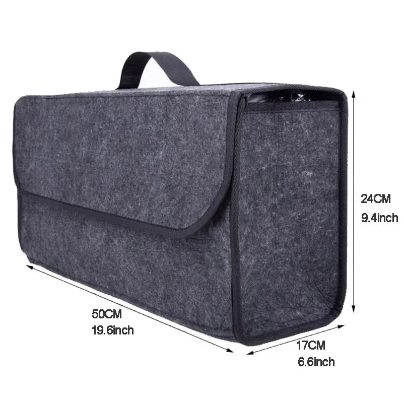 Gray Felt Car Trunk Organizer – Anti-Slip Compartment Box Car Trunk Organizer Axl