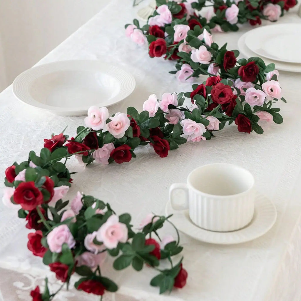 Rose Artificial Flower Vine Garland – Silk Wedding & Home Decor Artificial Flower Garland Axl