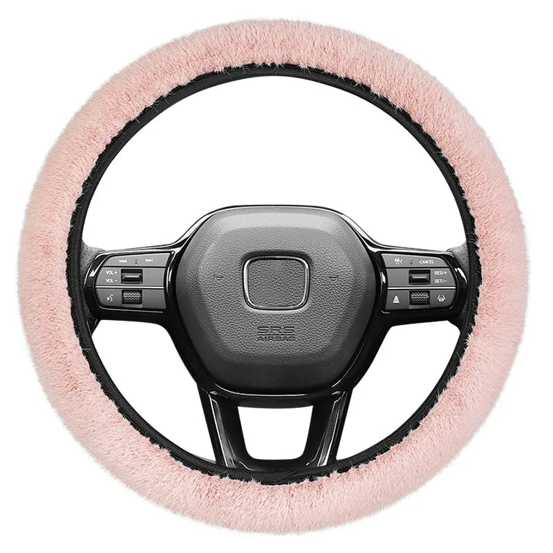 Winter Plush Retractable Steering Wheel Cover – Universal Fit Steering Wheel Cover Axl pink