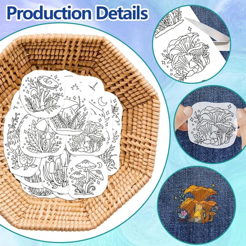 Fantasy Mushroom Water-Soluble Embroidery Stabilizers – 4 Sheets Embroidery Stabilizer Axl