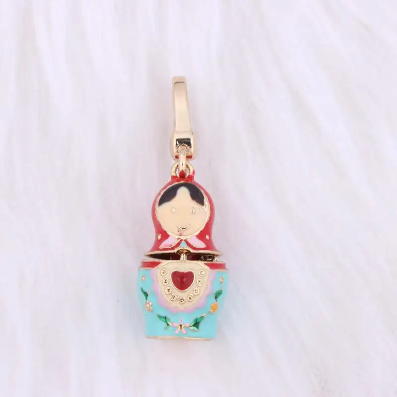 Matryoshka Doll Necklace – Hand-Painted Enamel Charm Pendant Charm Pendant Necklace Axl keychain