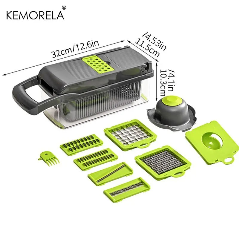 KEMORELA 12-in-1 Vegetable Chopper Slicer Dicer & Shredder Vegetable Chopper Axl 14 in 1