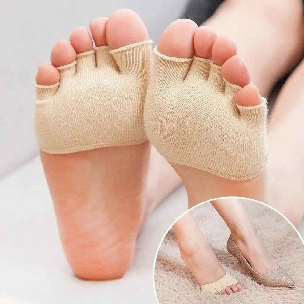 Half Toe Five-Toe Separator Linen Socks – Foot Care (1 Pair) Toe Separator Socks Axl One Size skin color