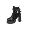 Women's Punk Ankle Boots – Block Heel, Buckle & Rivet Women's Ankle Boots Axl Black 38