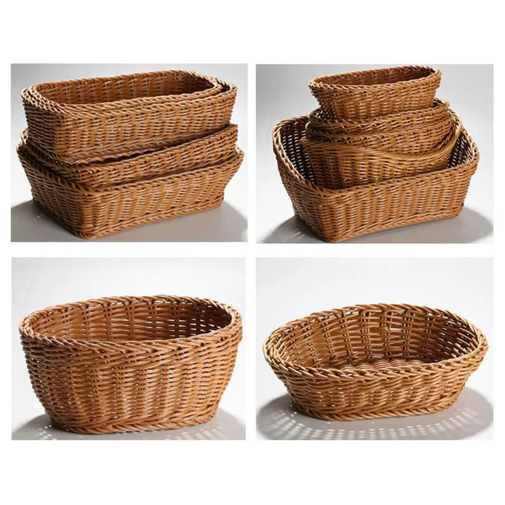 Handwoven Wicker Serving Basket | 10 Styles – Bread & Utensil Woven Serving Basket Axl