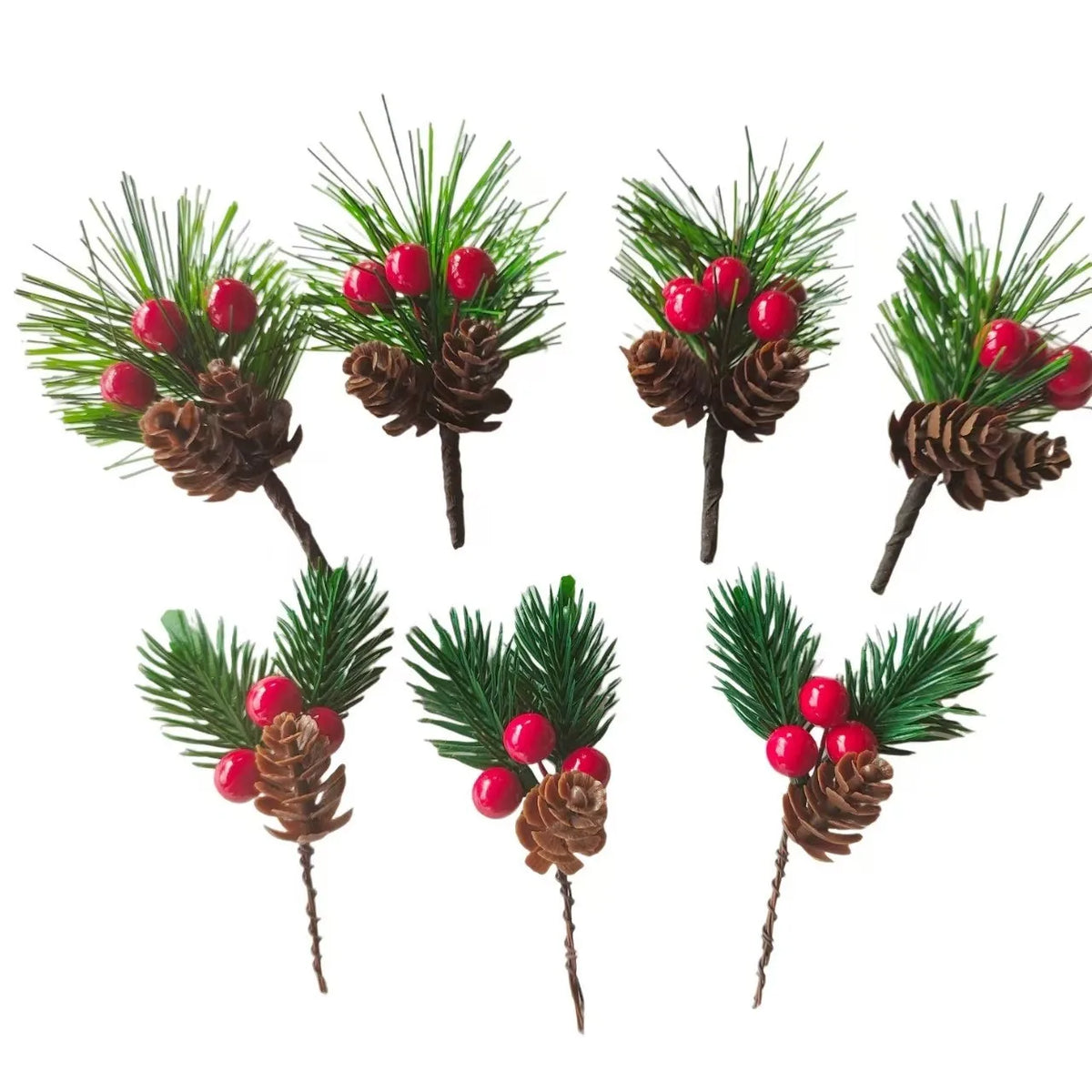 30-Pc Artificial Pine Cones & Red Berries Holiday Decor Set Holiday Decoration Set Axl