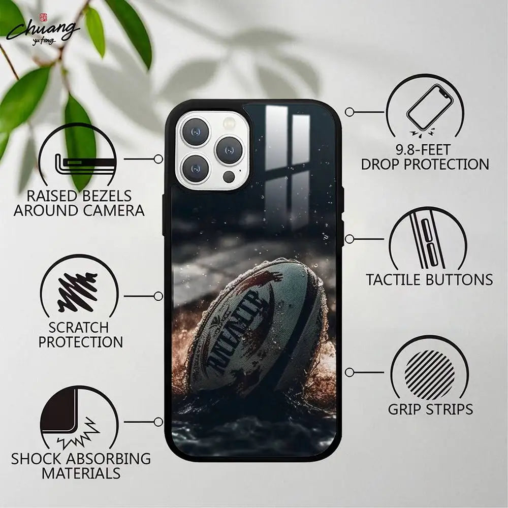 Rugby Sport iPhone Case Frosted Mirror Cover 11–16 Pro Max iPhone Phone Case Axl
