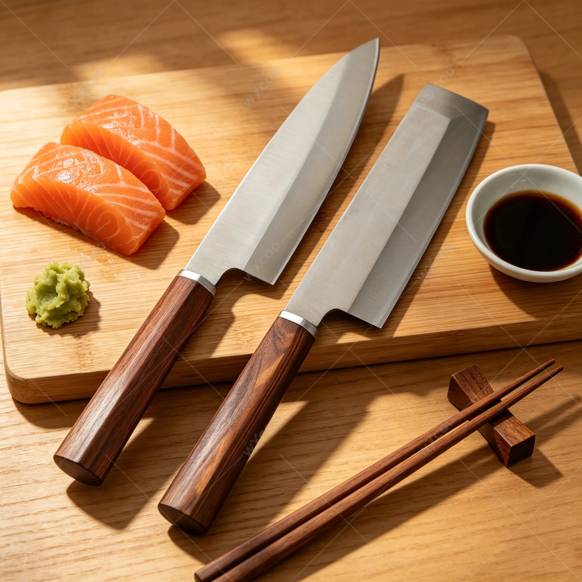 WXCOO 5Cr15 Stainless Steel Sashimi & Chef Knife – Wood Handle Kitchen Chef Knife Axl