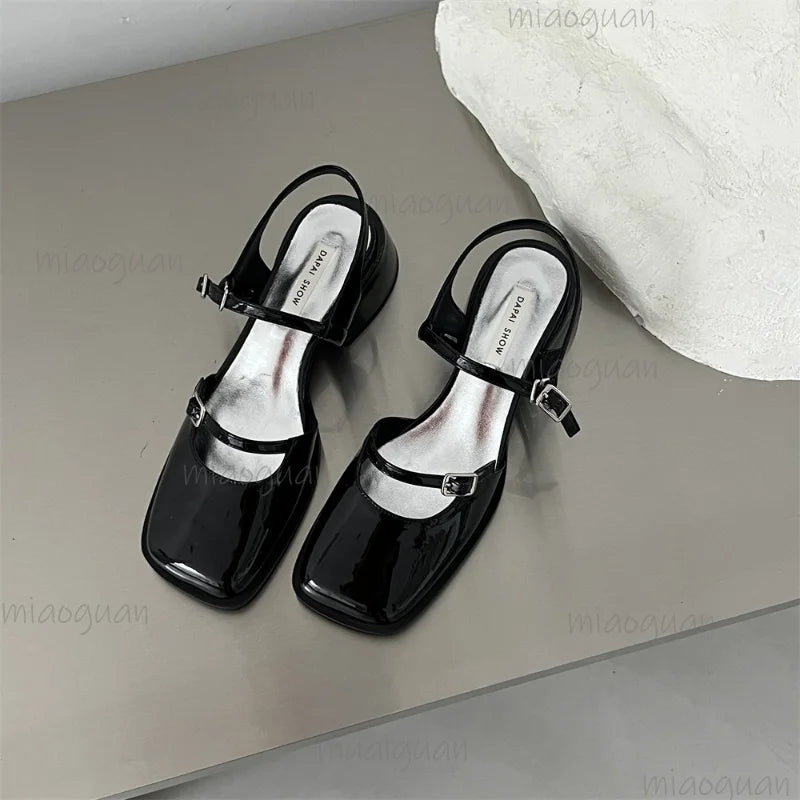 Women's Hollow Round Toe Sandals – Non-Slip Square Heel Women's Sandals Axl