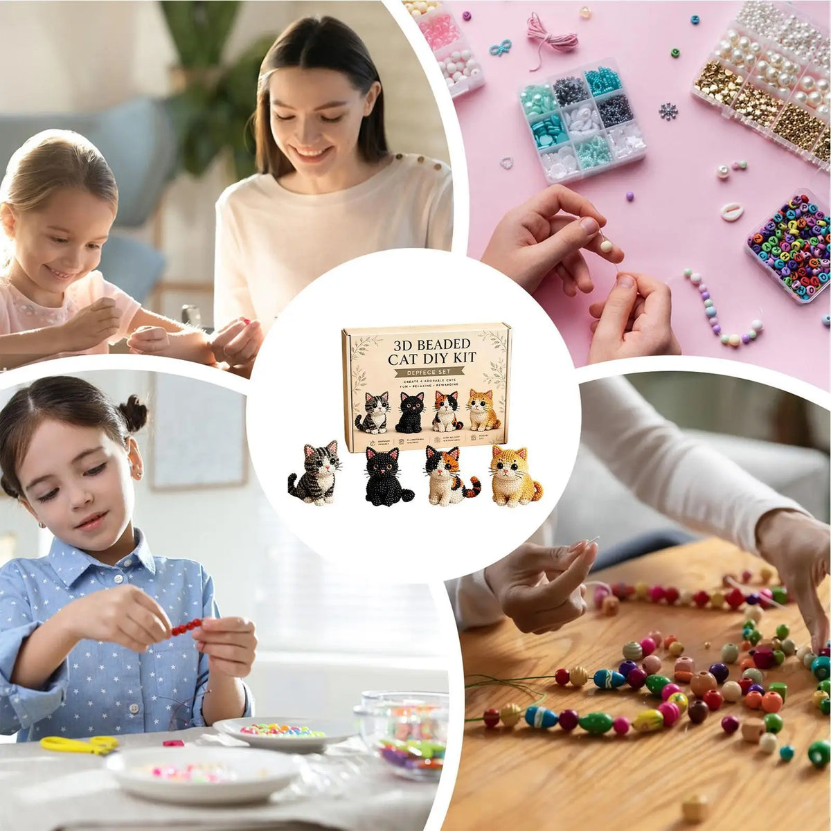 3D Cat DIY Beading Kit – Beginner Animal Bead Craft Set DIY Bead Craft Kit Axl
