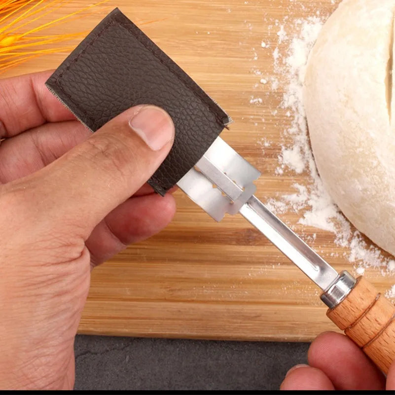 5-Blade Dough Pastry Cutter – Baguette Bread Knife Wood Handle Pastry Dough Cutter Axl