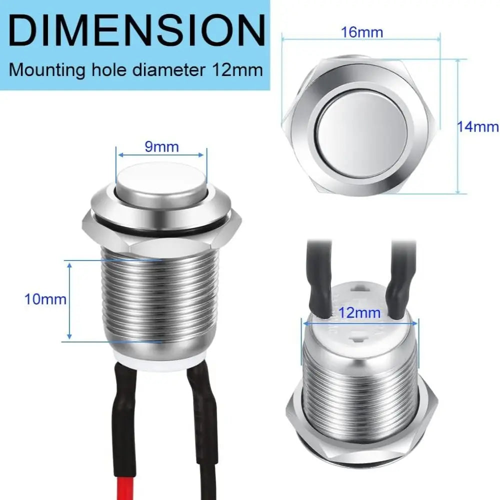 12mm Waterproof Latching Push Button Switch – Stainless Steel Push Button Switch Axl