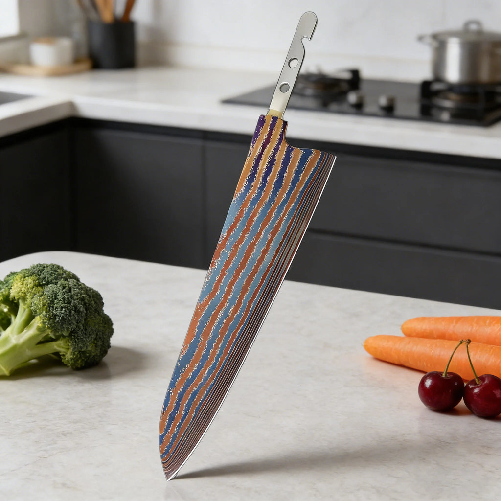 Hand Forged Damascus Timascus Chef Knife Blank Blade – DIY Knife Blank Blade Axl