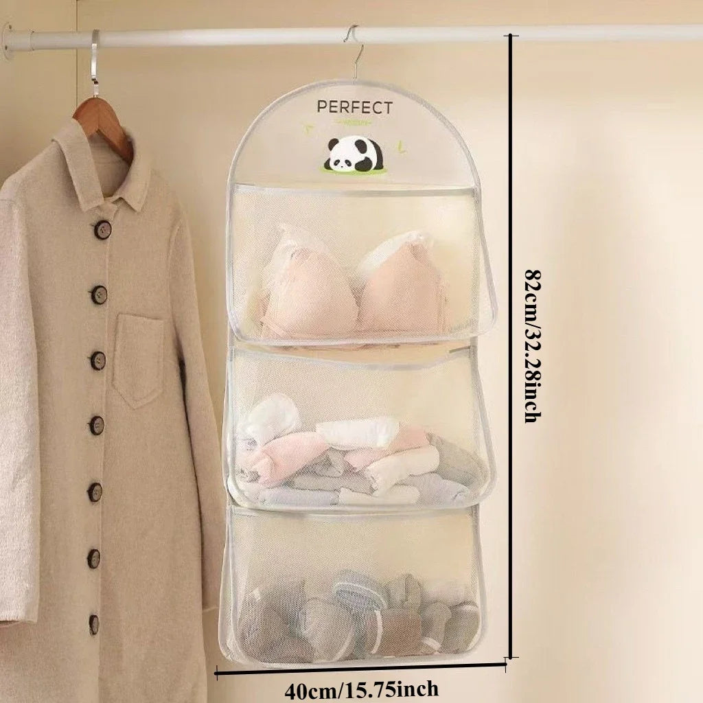 3-Tier Hanging Mesh Bag – Wall-Mounted Underwear & Sock Organizer Hanging Storage Organizer Axl