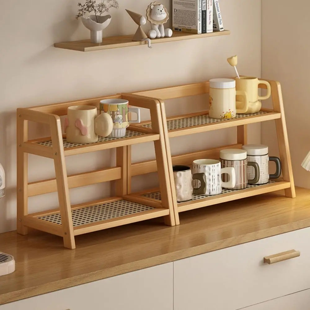 Wooden Desktop Shelf – Spice Rack & Countertop Organizer Desktop Storage Shelf Axl