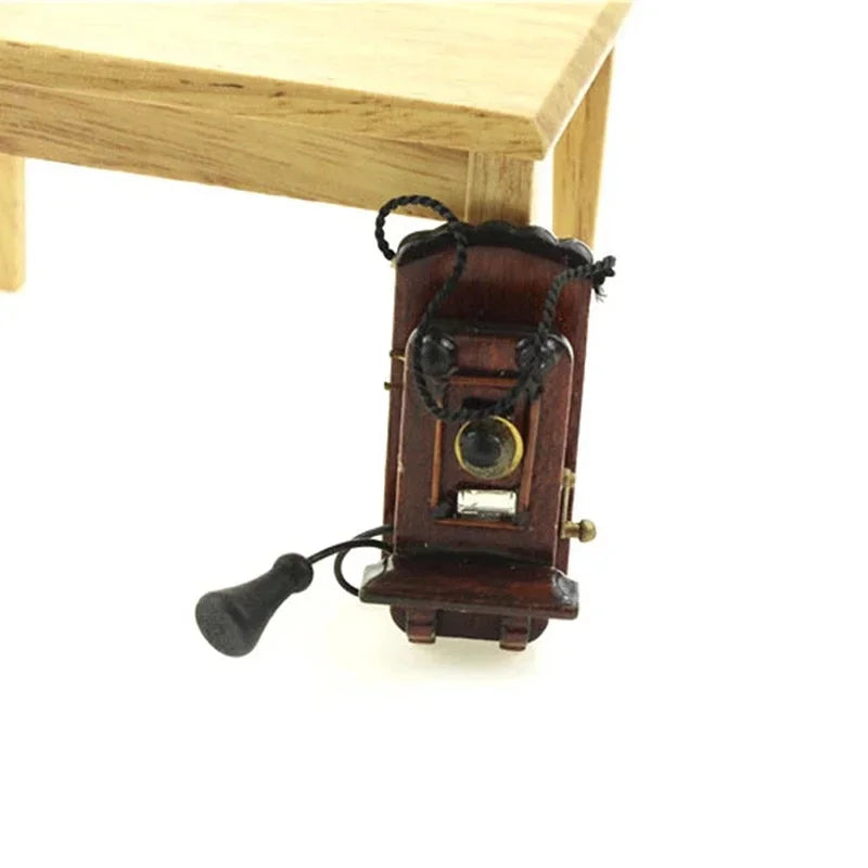 1:12 Miniature Antique Wall Mount Phone – Dollhouse Accessory Dollhouse Accessory Axl