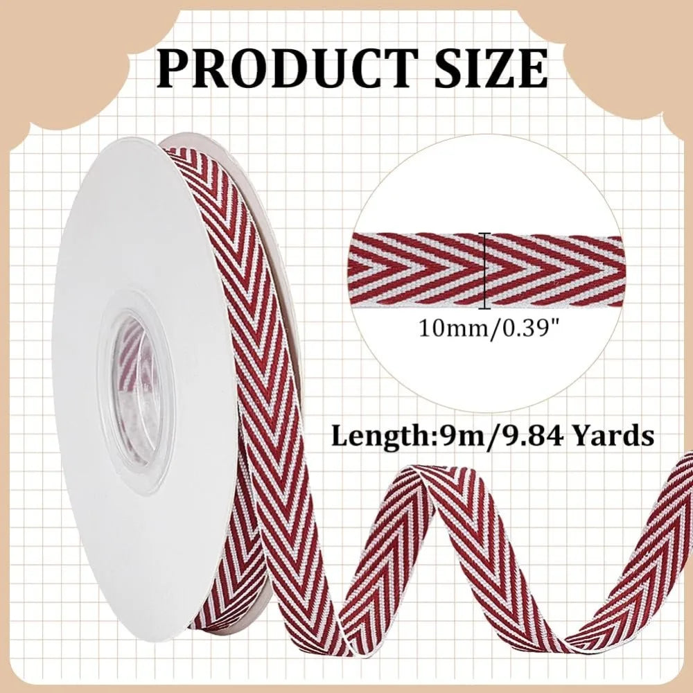 Red Herringbone Polyester Ribbon 3/8" x 9.84 Yds – Craft & DIY Craft Ribbon Axl