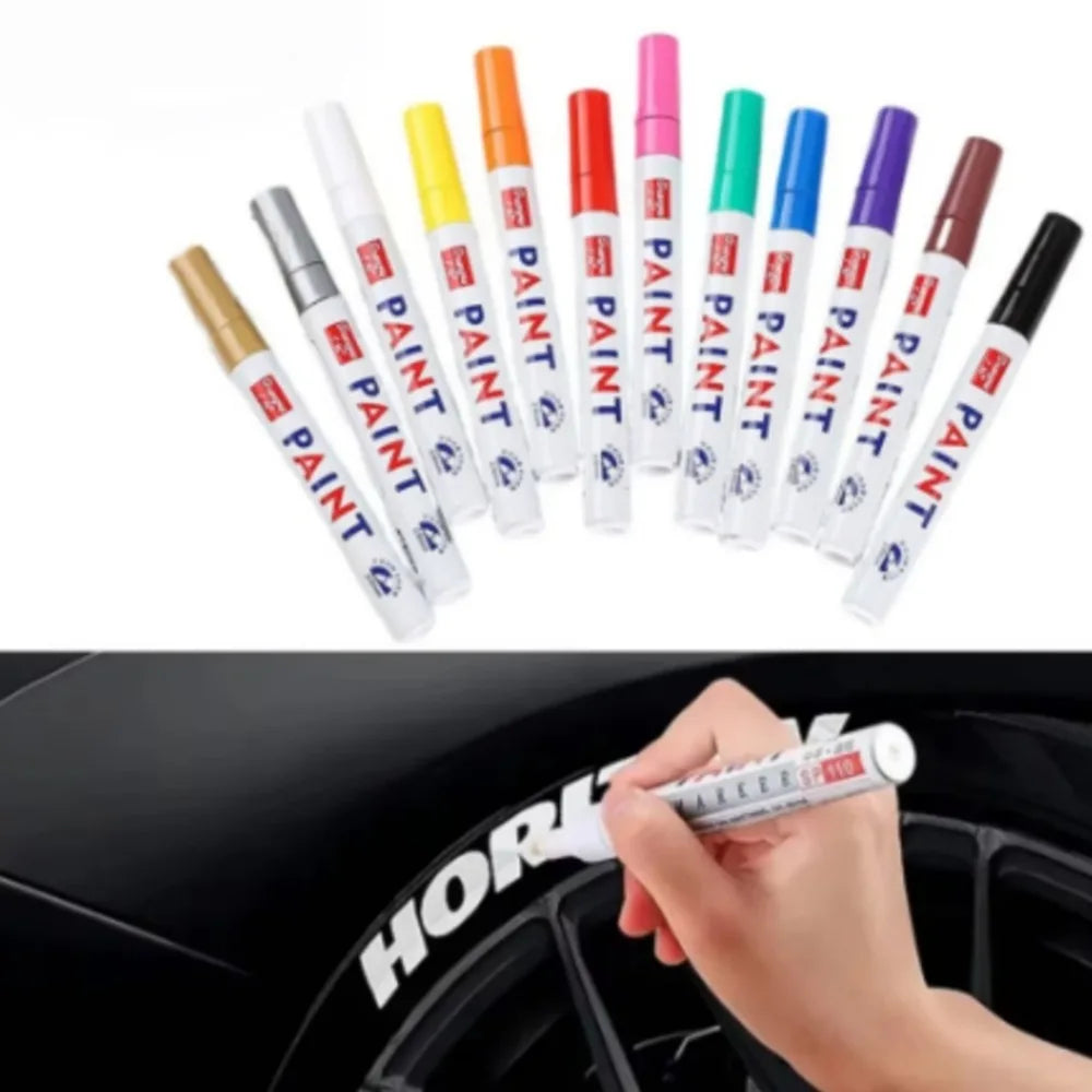 12-Piece Waterproof Car Tire Paint Marker Pen Set | Multi-Surface Automotive Paint Markers Axl