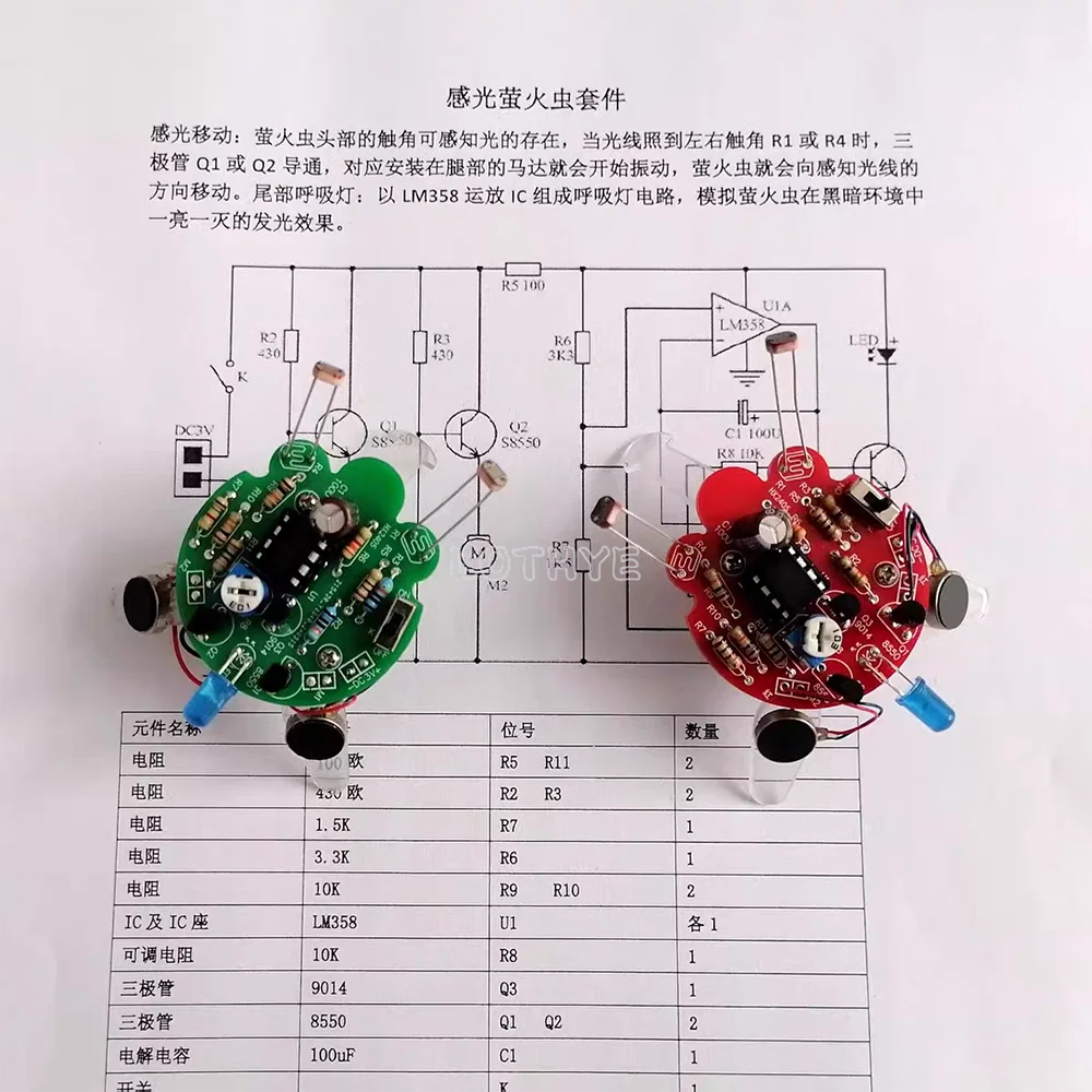 Photosensitive Firefly Robot DIY Kit – Soldering Circuit Board DIY Robot Kit Axl