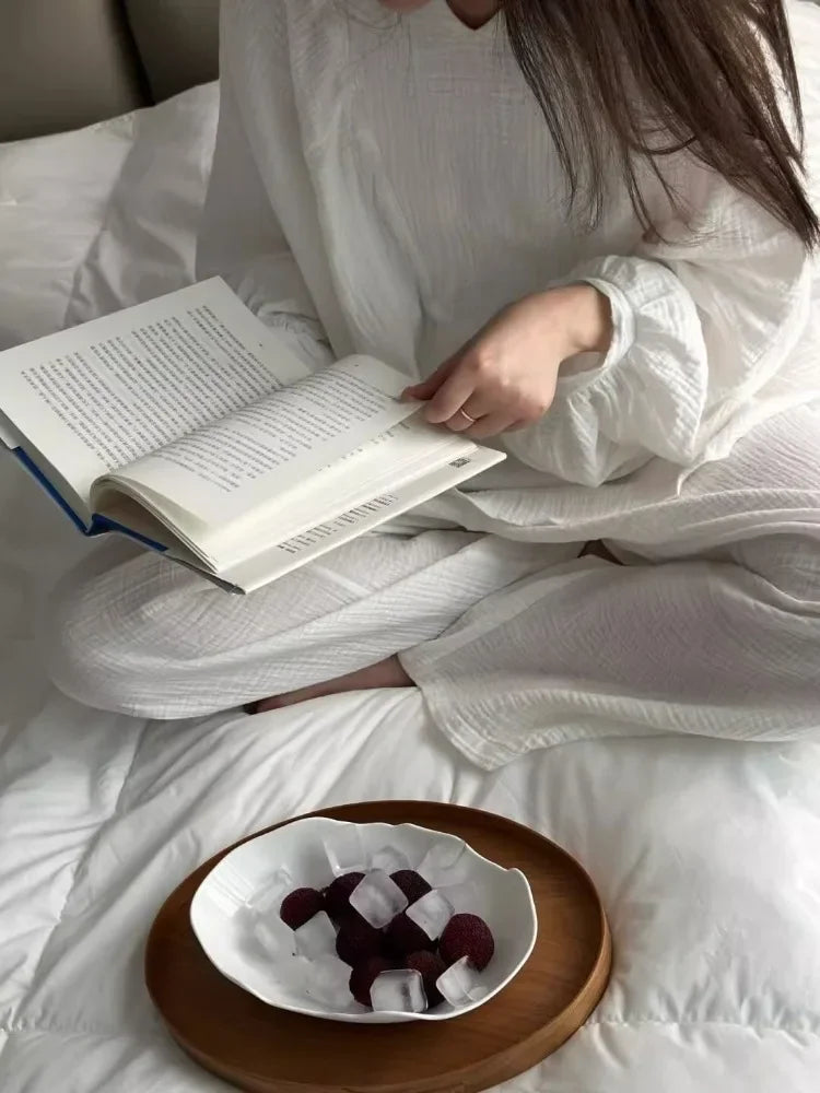 Women's V-Neck Pajama Set – Elegant Cotton Loungewear Women's Pajama Set Axl