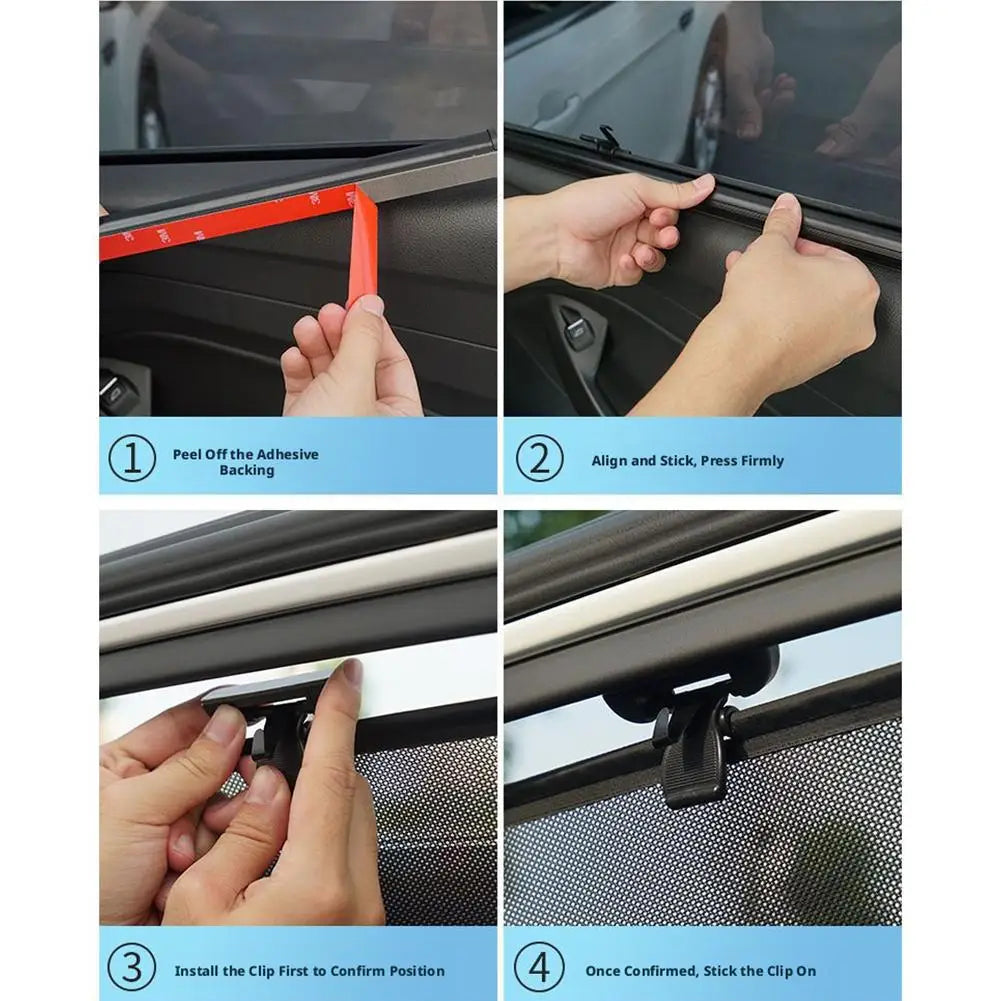Retractable Car Side Window Sunshade | UV & Heat Shield Car Window Sunshade Axl