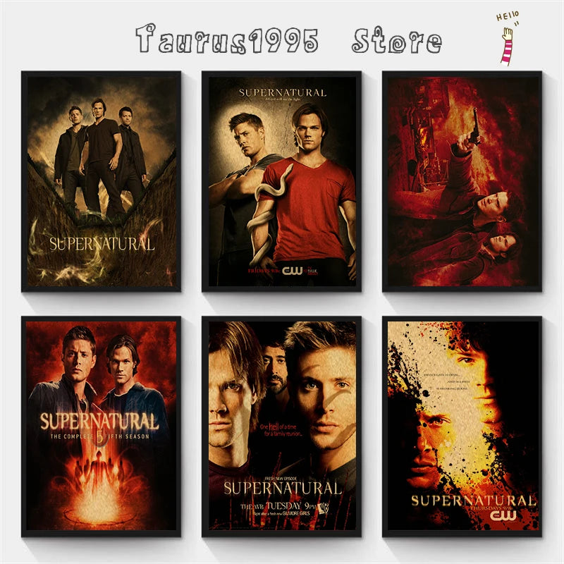 Supernatural TV Series Vintage Kraft Paper Poster | Wall Art Vintage Wall Poster Axl