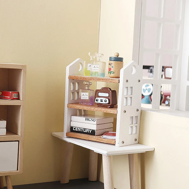 1:12 Dollhouse Miniature Bookshelf Three-Tier Display Rack Dollhouse Miniature Axl