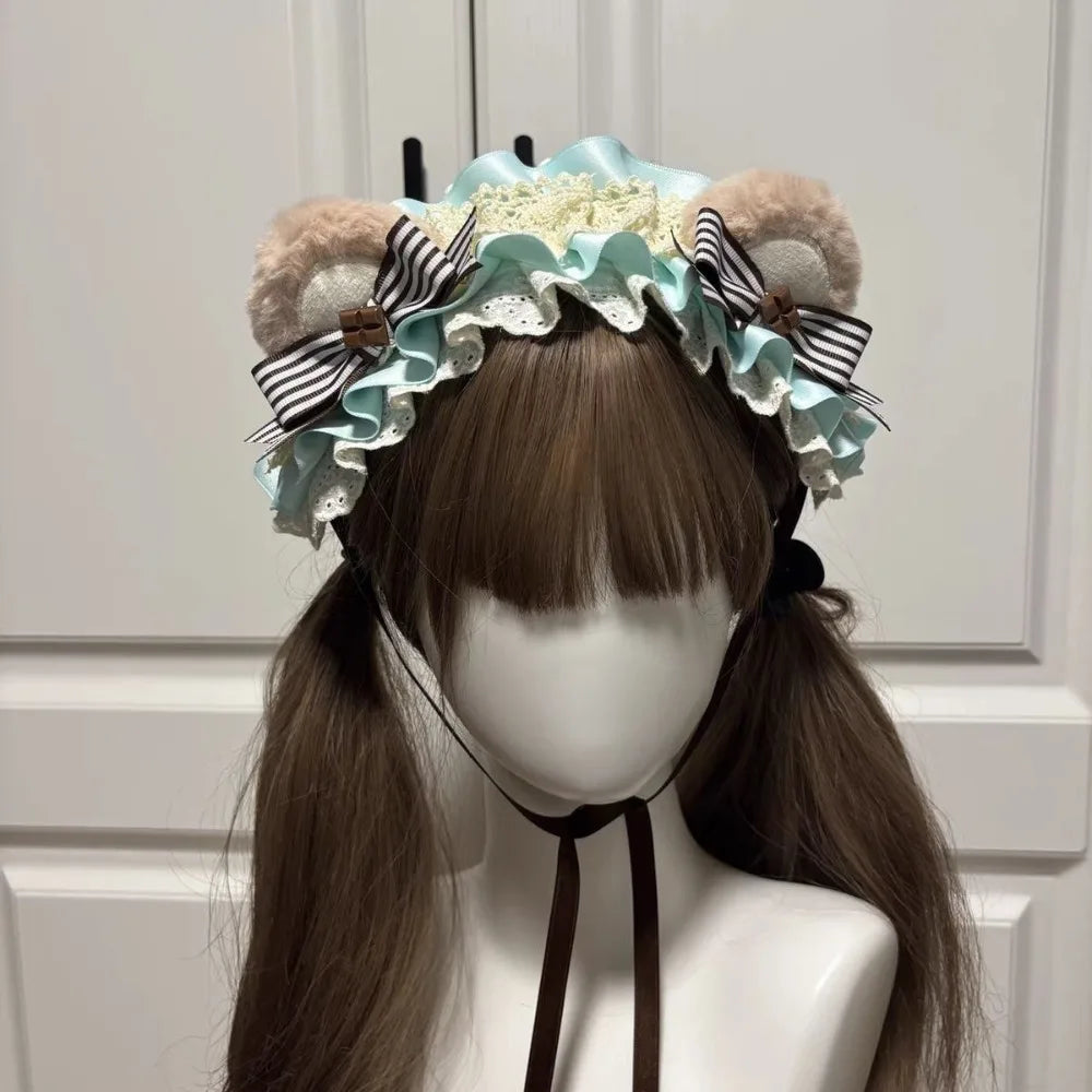 Gothic Lolita Wings Lace Headband – Ruffled Rivet Hairband Lace Hair Headband Axl Style 6