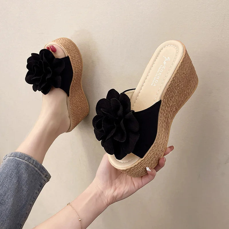 Women's Wedge Platform Sandals – Floral Slip-On Summer Shoes Wedge Platform Sandals Axl Black 39