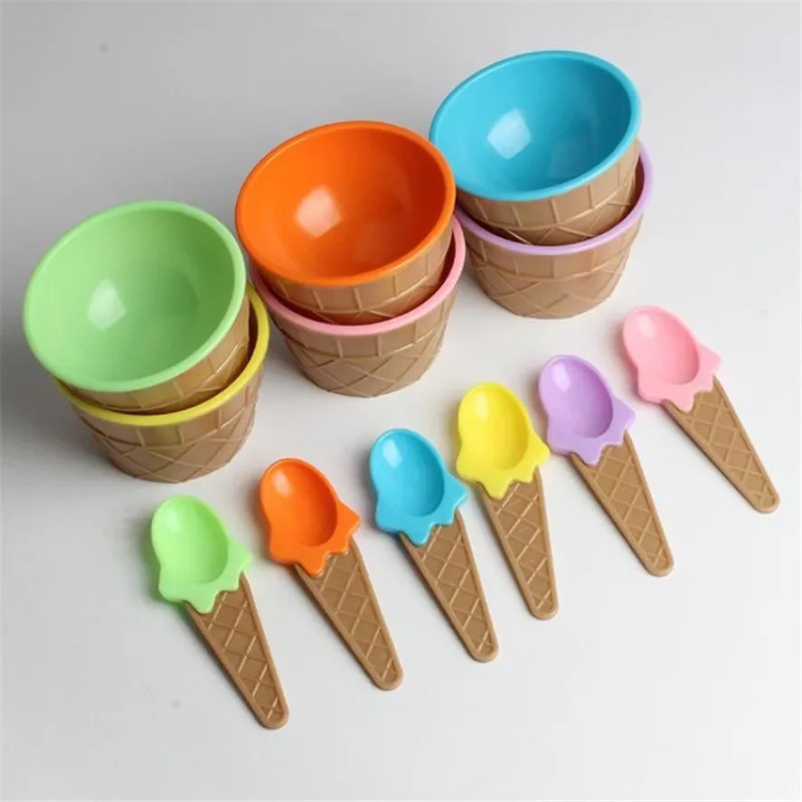 Kids Ice Cream Cone Bowl & Spoon Set – Fun Dessert Gift Dessert Bowl Set Axl