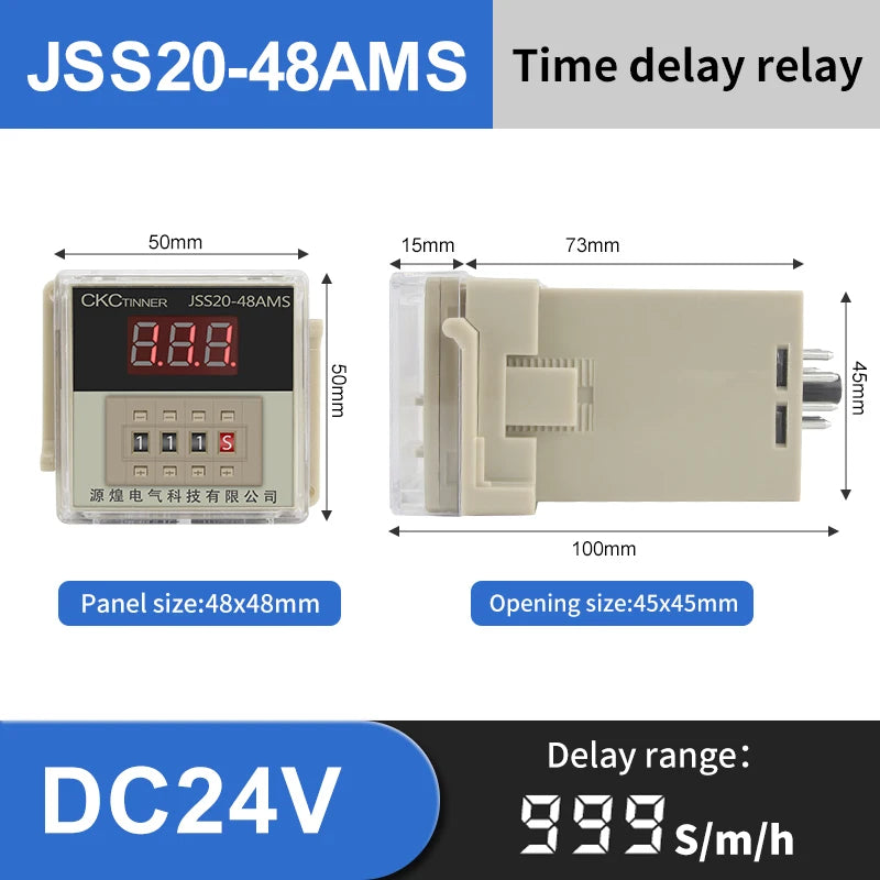 JSS20-48 Programmable Digital Time Relay DC24V AC220V LED Digital Time Relay Axl 999H-DC24v
