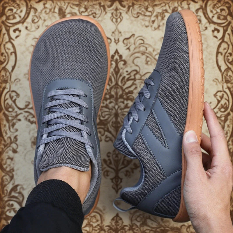 ZULIWAGN Wide Toe Barefoot Sneakers – Lightweight Mesh Shoes Barefoot Sneakers Axl Gray 45