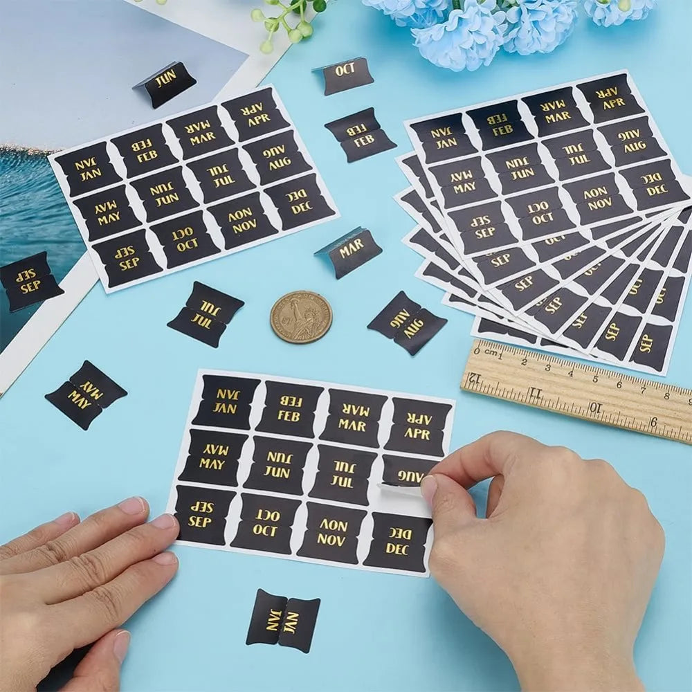 Monthly Planner Stickers Black & Gold – 120pc Self-Adhesive Labels Planner Sticker Labels Axl