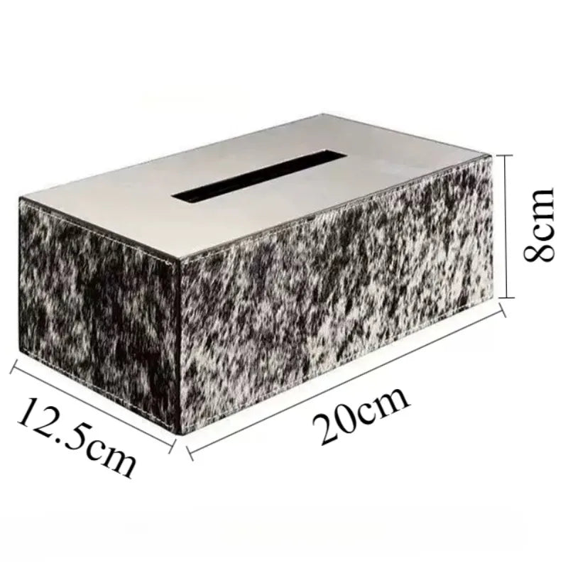 Luxury Rectangular Tissue Box – Stainless Steel & Leather Decorative Tissue Box Axl