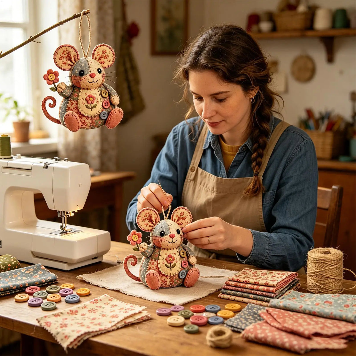 Mouse Ornament DIY Sewing Craft Kit – Beginner Friendly DIY Sewing Craft Kit Axl