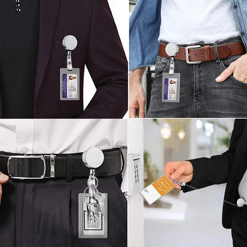 Retractable Metal Badge Reel – ID Card & Key Ring Belt Clip Retractable Badge Reel Axl