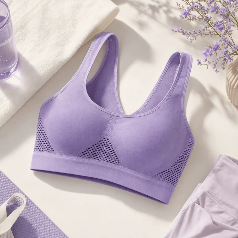 Women's Seamless Wire-Free Sports Bra – Hollow Mesh Quick-Dry Seamless Sports Bra Axl