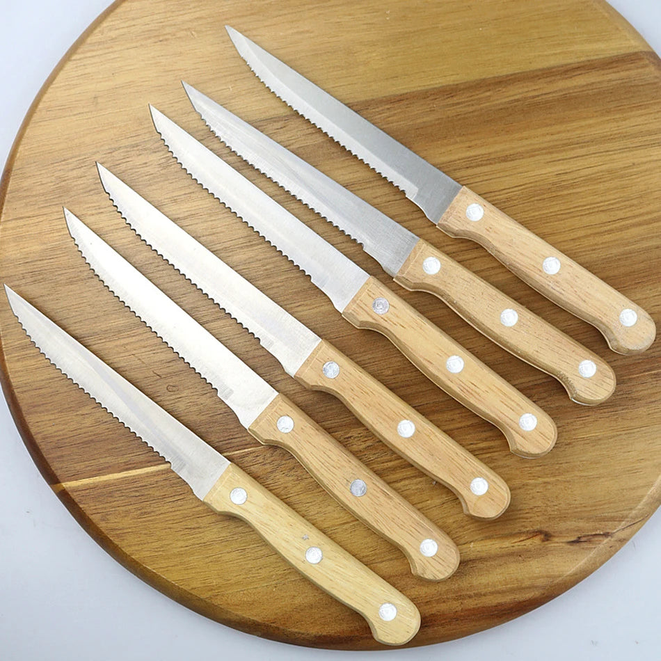 Stainless Steel Steak Knife Set – Wooden Handle | 1–8 Piece Steak Knife Set Axl