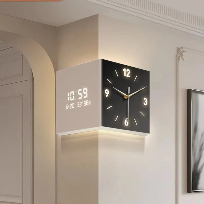 Double-Sided Nordic Silent Corner Wall Clock | 40cm Quartz Wall Clock Axl