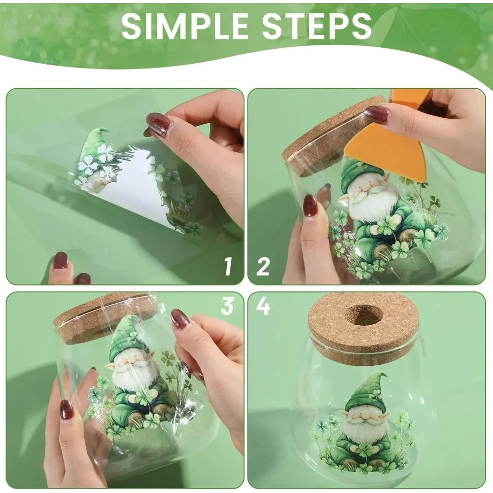 18Pc St. Patrick's Day Rub-On Transfers – Gnome & Clover Decals Holiday Transfer Decals Axl