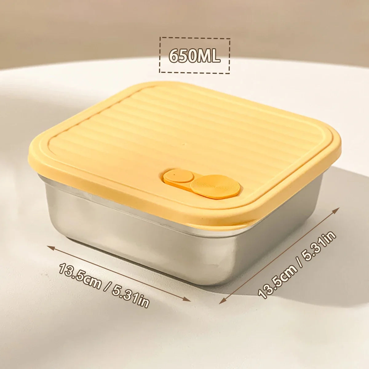 WORTHBUY 304 Stainless Steel Stackable Leak-Proof Lunch Box Stainless Steel Lunch Box Axl Yellow 650ml