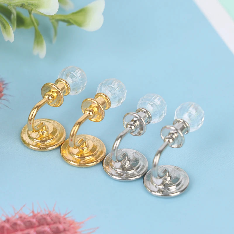 1:12 Dollhouse Miniature Crystal Wall Lamp – Gold & Silver Pair Dollhouse Accessory Axl