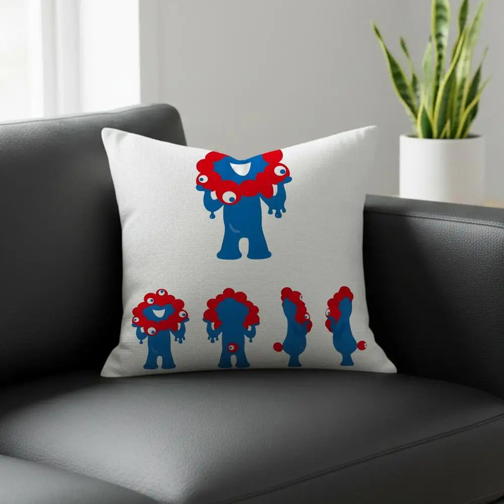 Myaku-Myaku Cartoon Linen Cushion Cover – Sofa & Bedroom Decor Decorative Cushion Cover Axl White8 60X60cm
